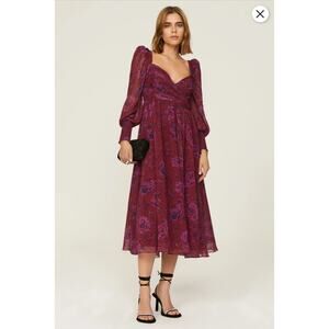 B39 Badgley Mischka Midi Dress 4 Floral Romantic Cottagecore Swiftie Folklore